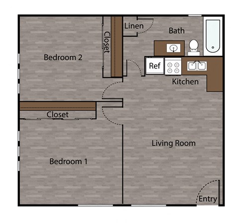 a floor plan of a small house with a bedroom and a living room